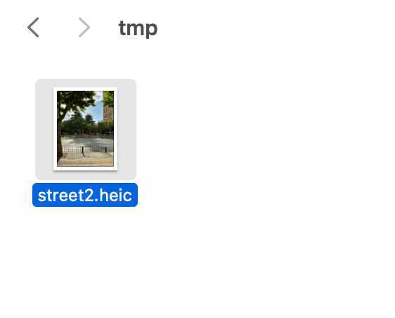 Mac Finder showing a HEIC file with a thumbnail preview